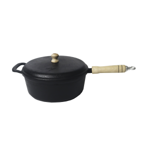 CAÇAROLA CABO DE MADEIRA TAMPA DE FERRO