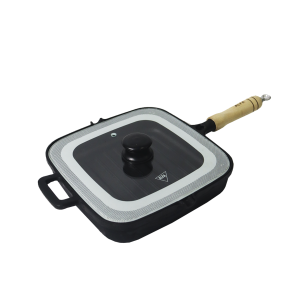 FRIGIDEIRA QUADRADA ESTRIADA TAMPA DE VIDRO